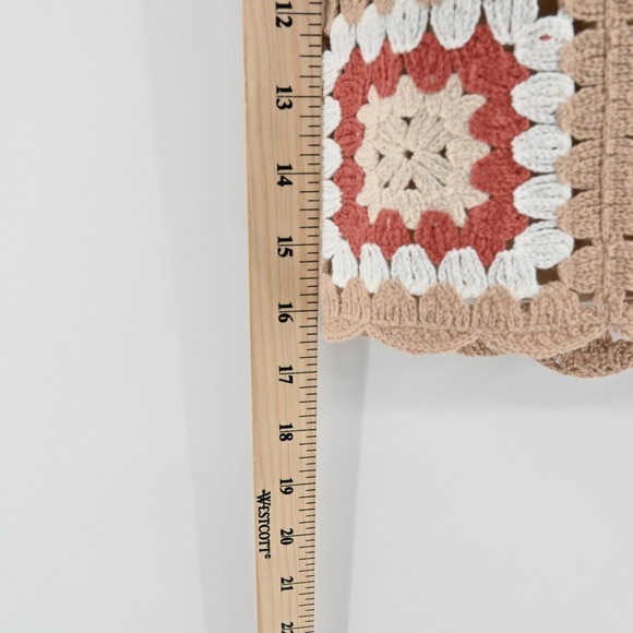 Lulus Womens Granny Squares Crochet Mini Skirt Size S Tan Boho Festival Lined - Picture 4 of 11